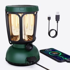 6000 LED Camping Lantern, 650LM Hand Crank Solar Battery Powered Rechargeable Lantern, Emergency Lights for Home Power Failure, Hurricane, USB Cable Included