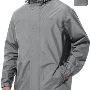 Mens Lightweight Rain Jacket Waterproof Windbreaker Packable Rain Coat with Hood for Golf Running Hiking Travel